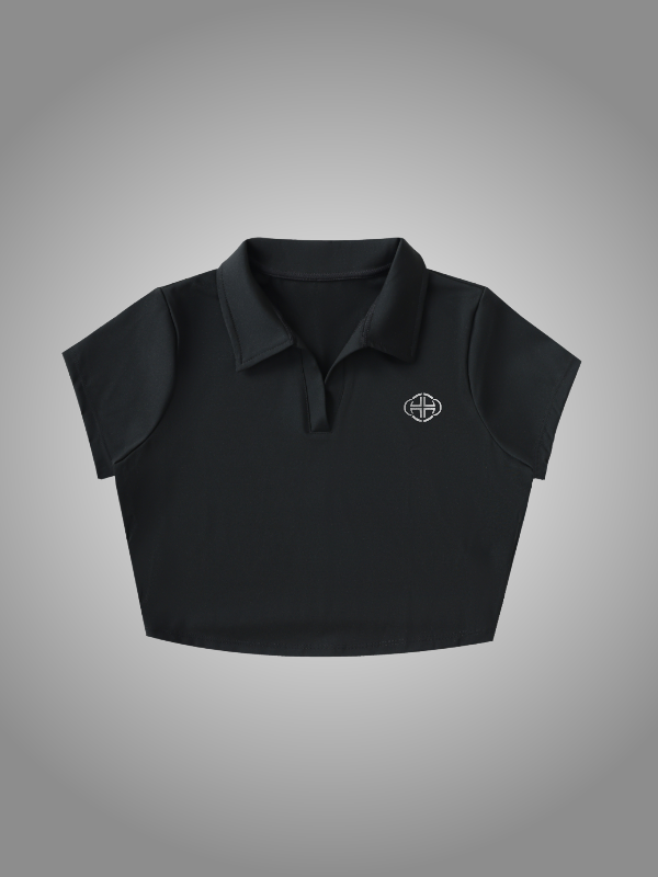 BLACK LAPEL CROP TOP