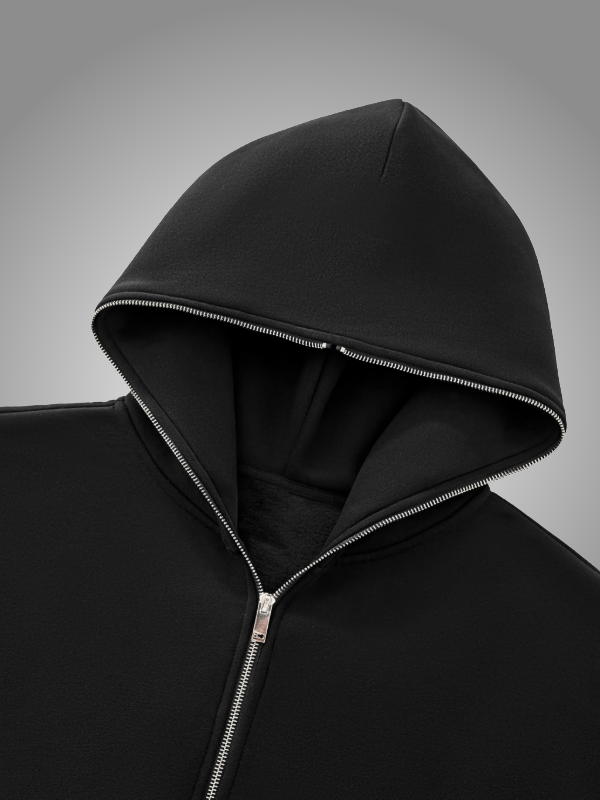 BLACK FULL-ZIP HOODIE