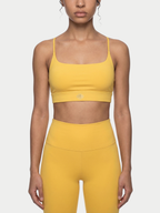 YELLOW CRISS CROSS SPORTS BRA