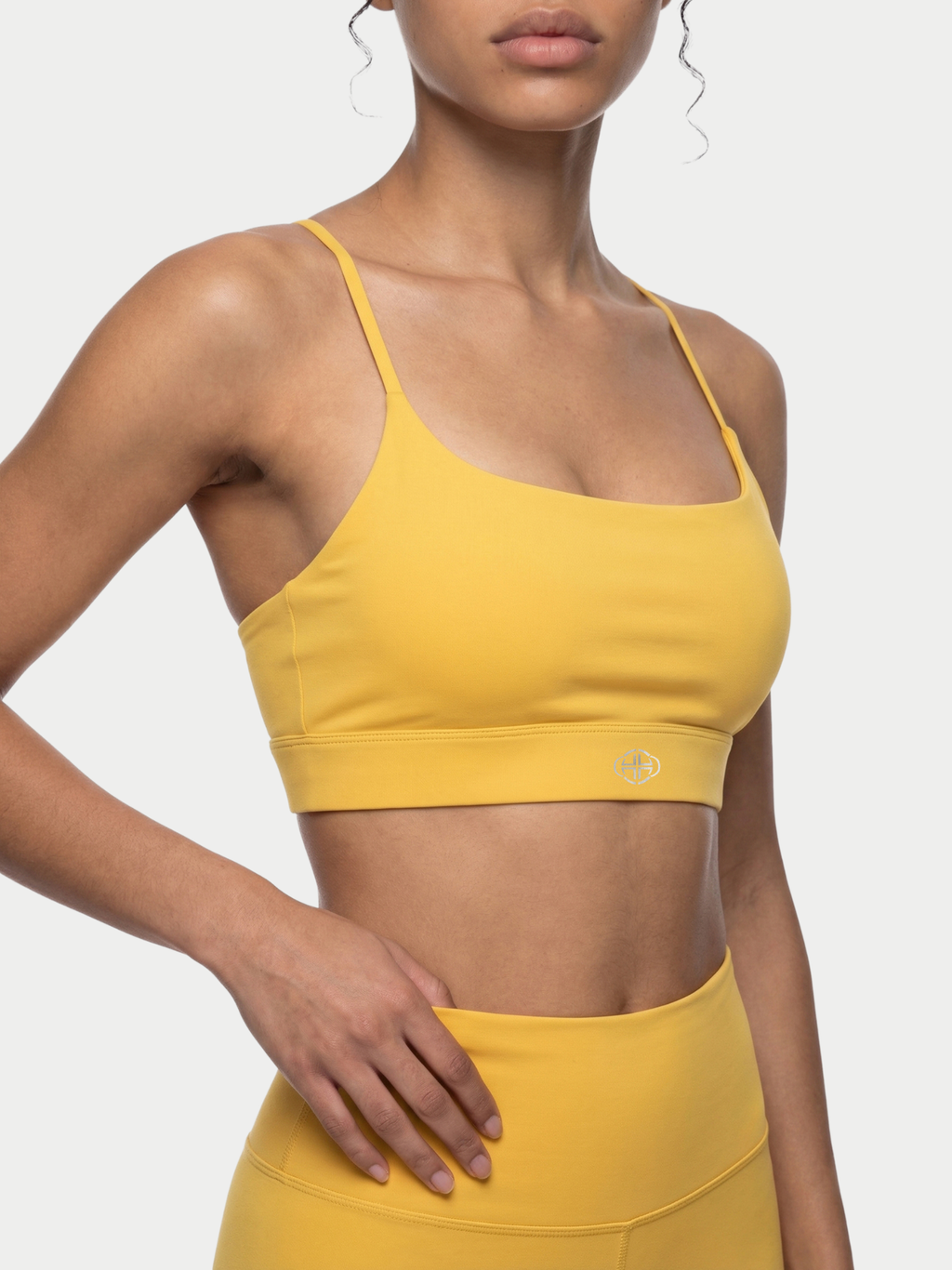 YELLOW CRISS CROSS SPORTS BRA