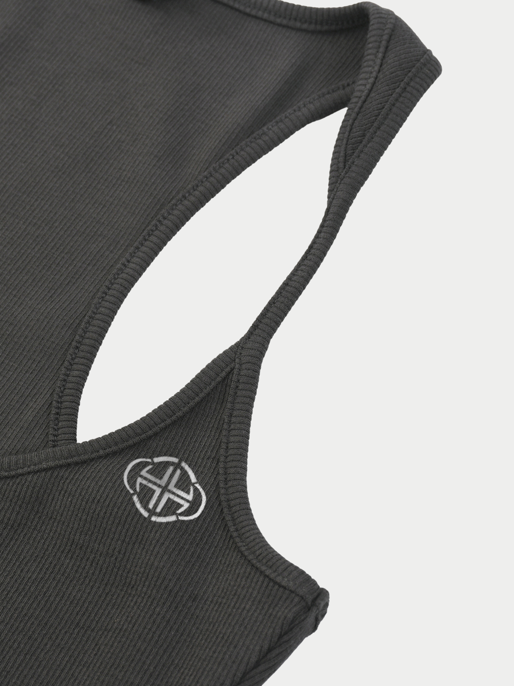 DARK GREY RIBBED RACERBACK TANK