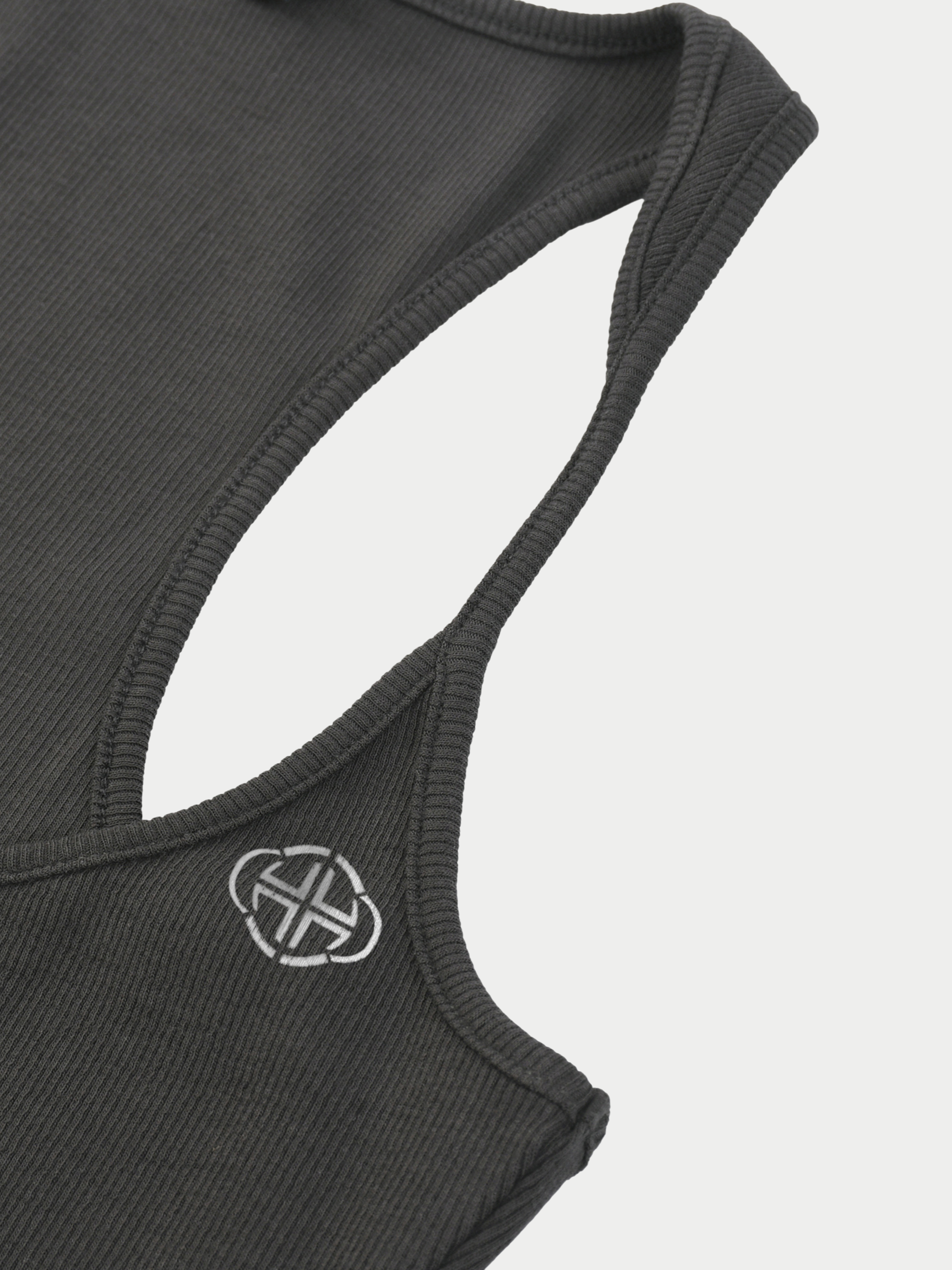 DARK GREY RIBBED RACERBACK TANK