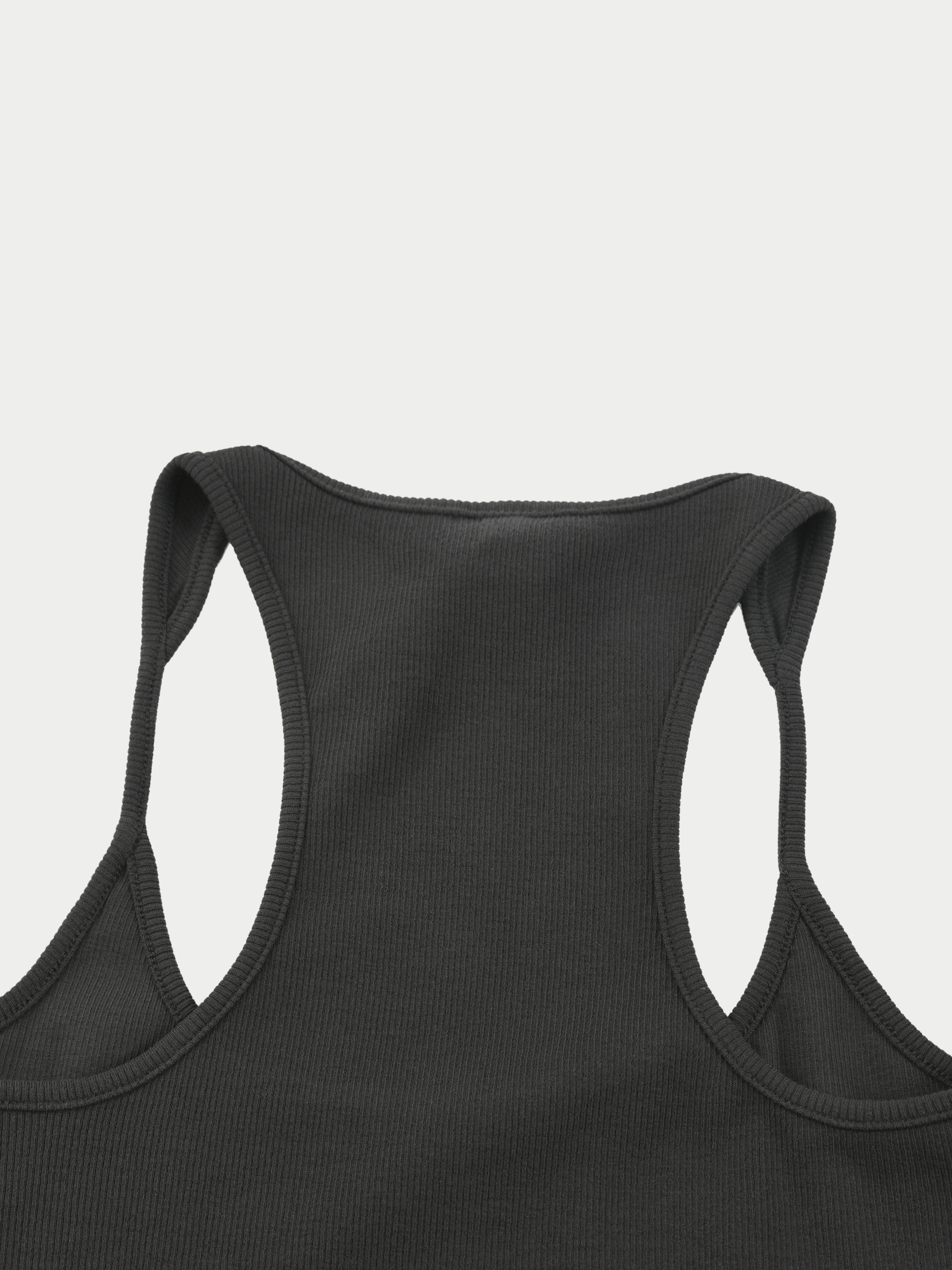 DARK GREY RIBBED RACERBACK TANK