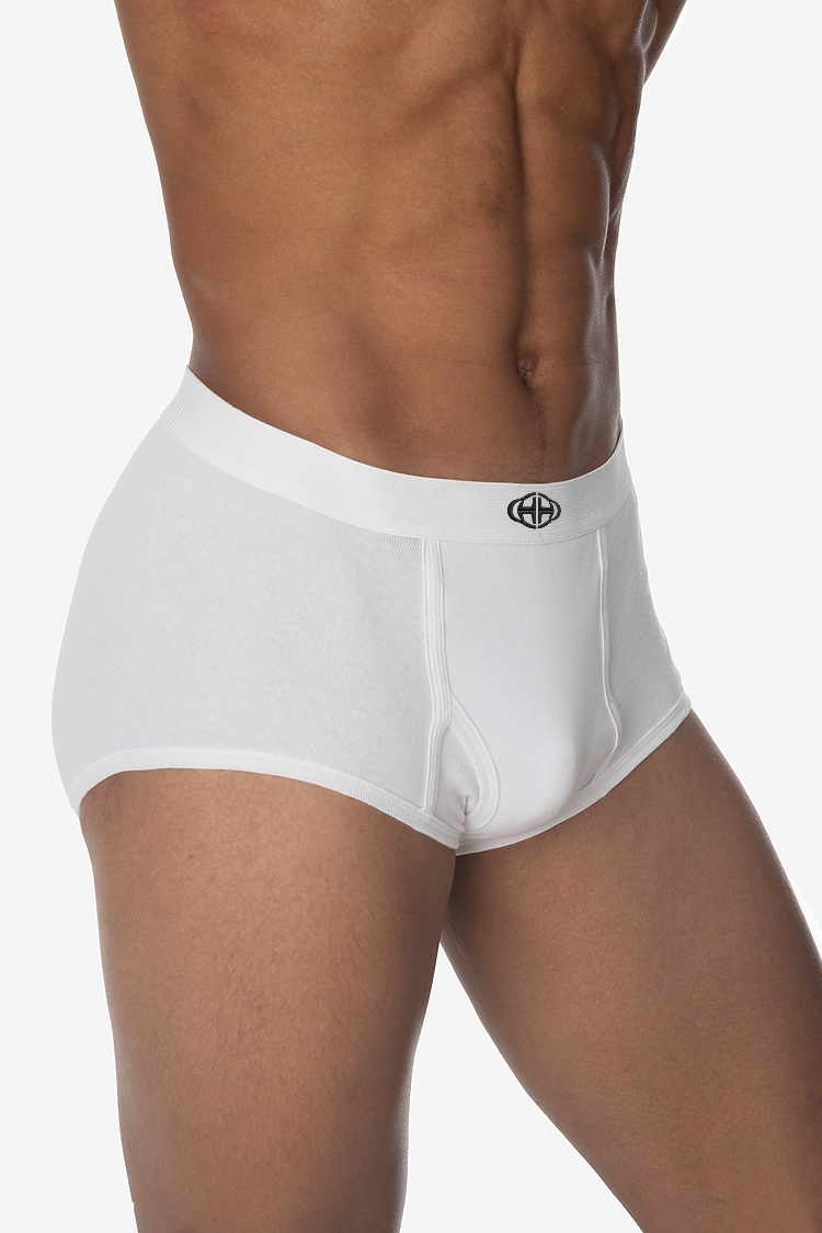 WHITE UNISEX RIB BRIEFS