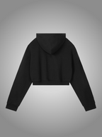 BLACK CROPPED ZIP-UP HOODIE