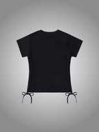BLACK DRAWSTRING T-SHIRT