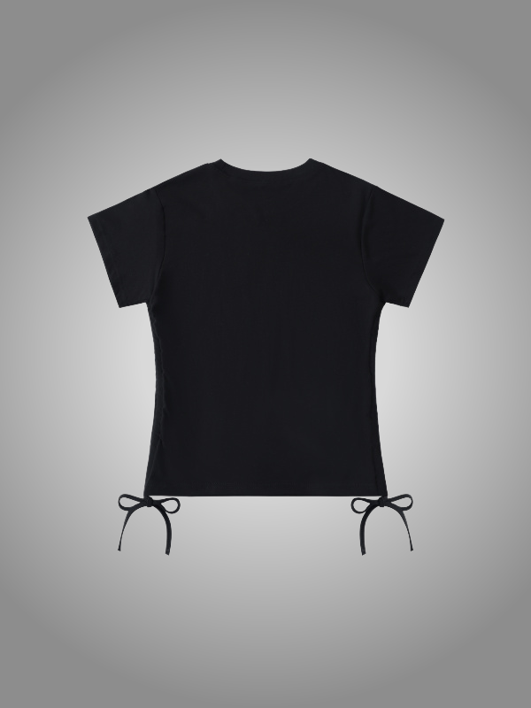 BLACK DRAWSTRING T-SHIRT