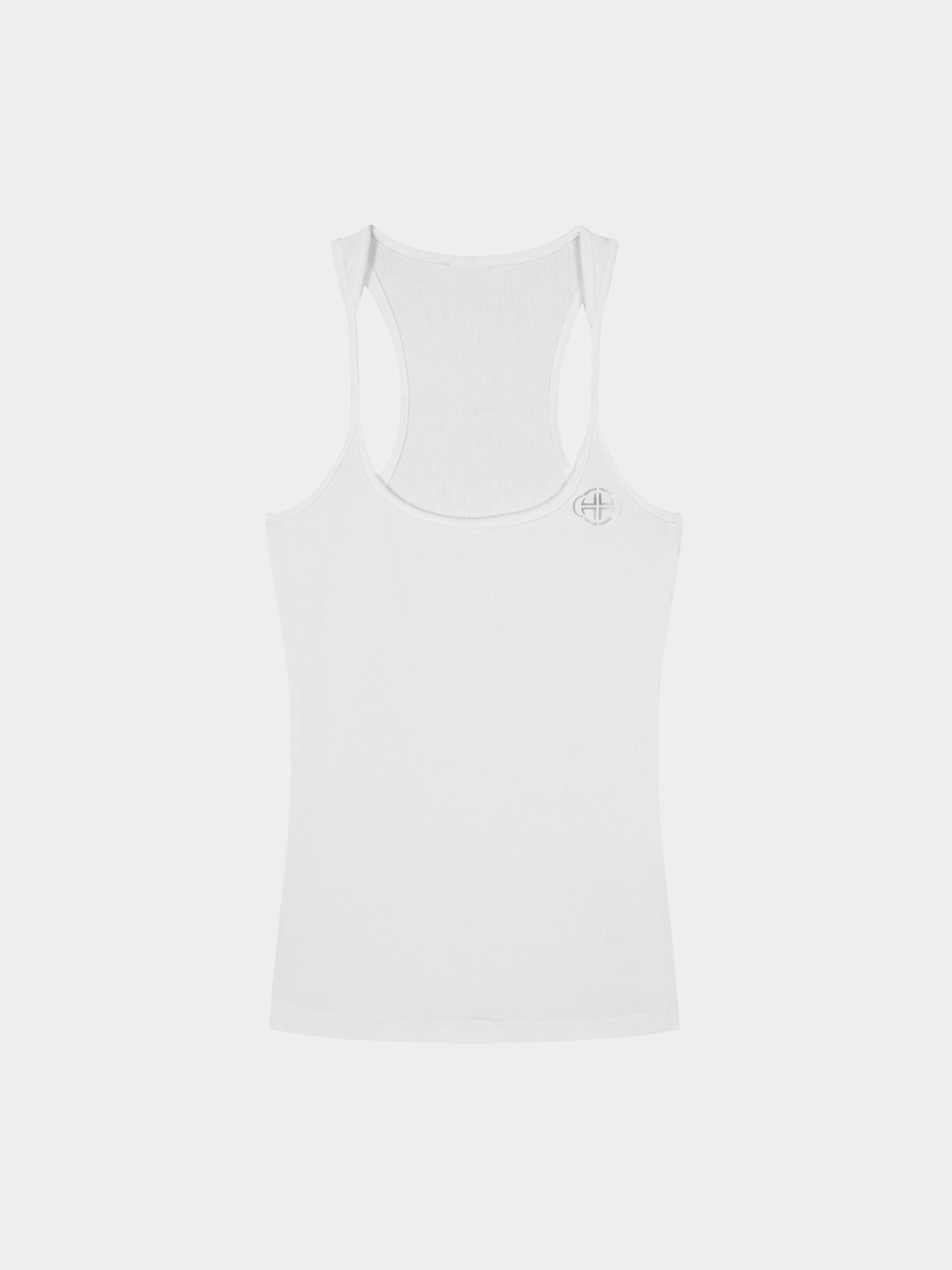 WHITE RIBBED RACERBACK TANK