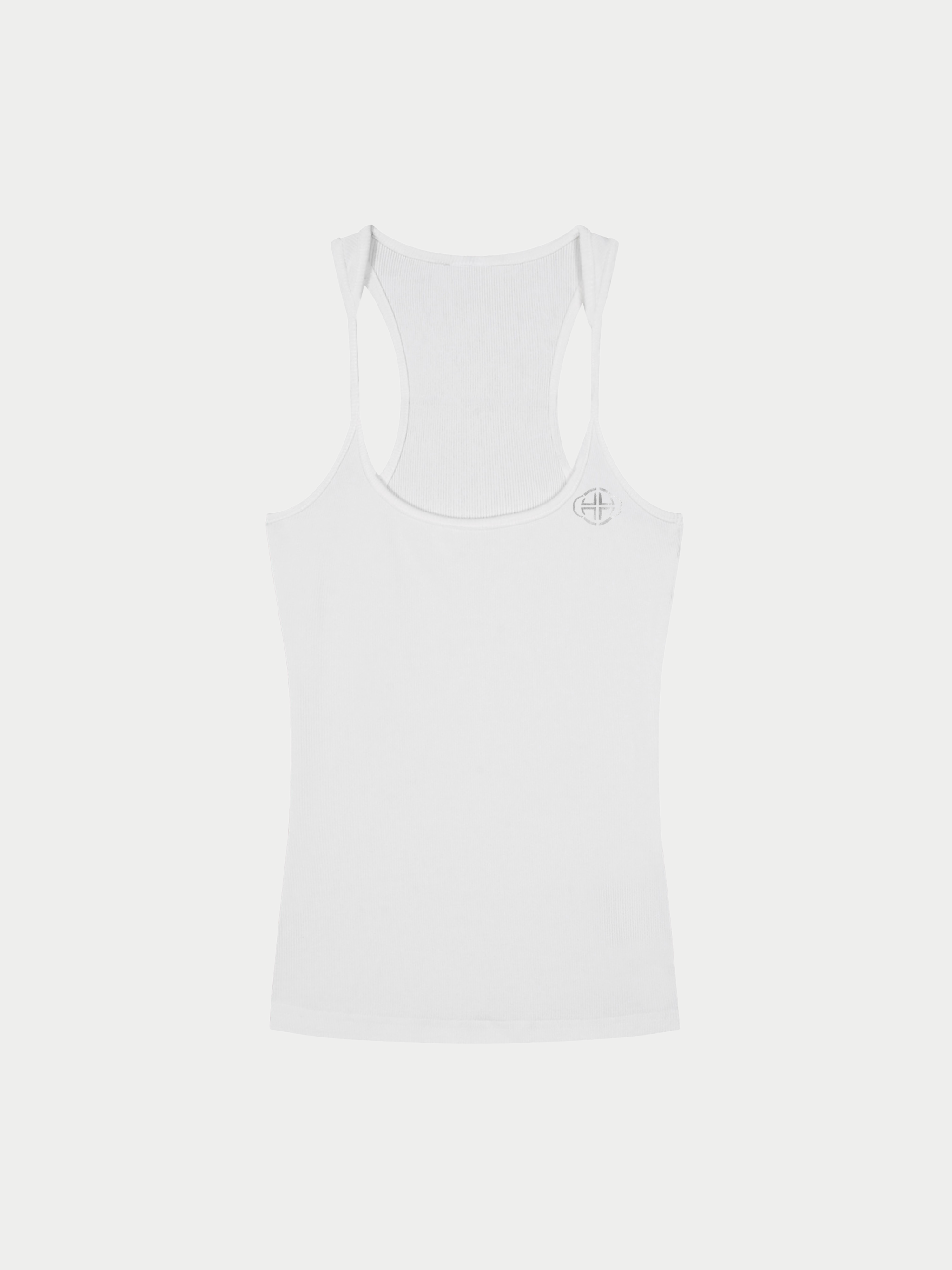 WHITE RIBBED RACERBACK TANK
