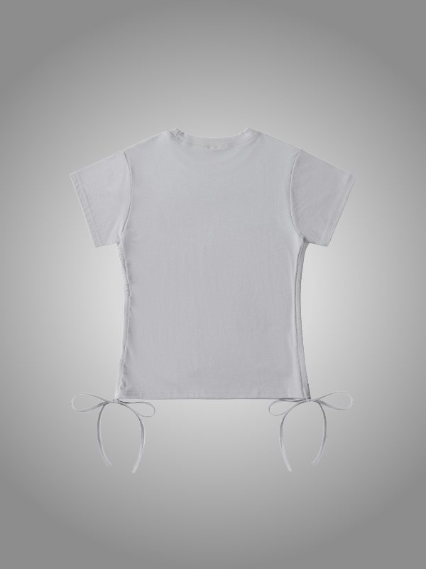 GREY DRAWSTRING T-SHIRT