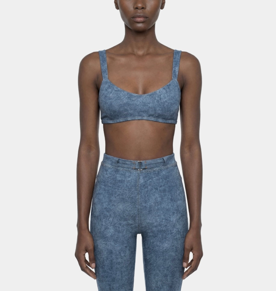 LIGHT BLUE DENIM SPORTS BRA
