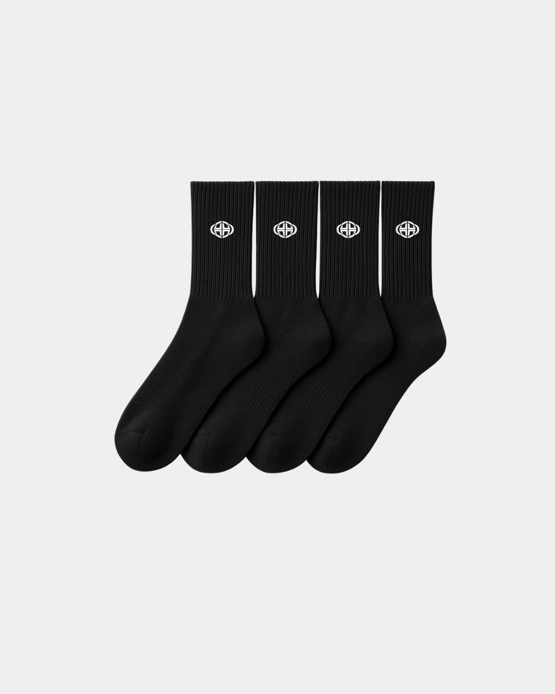 4 PACK WHITE/BLACK HIGH SOCKS