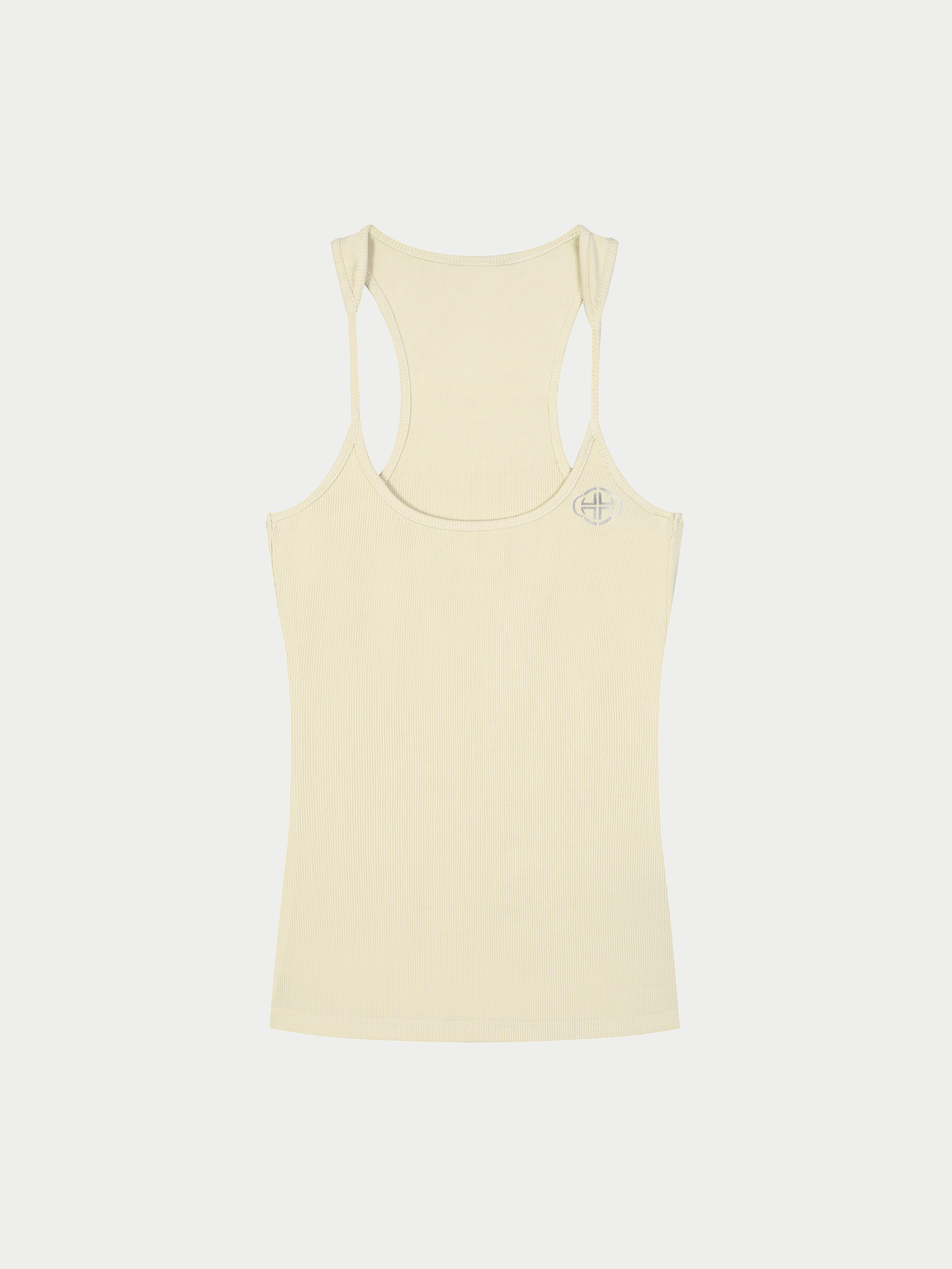 CREAM RIBBED RACERBACK TANK