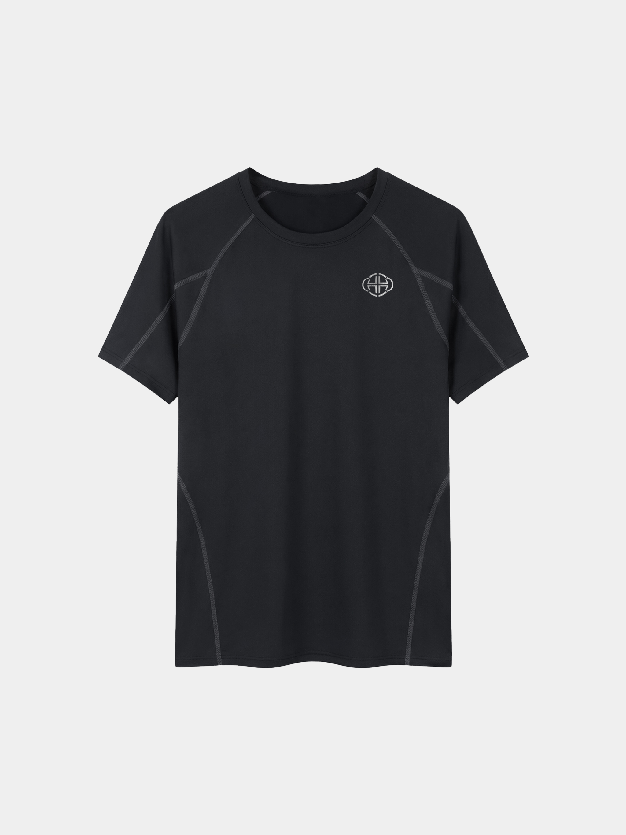 BLACK/GREY PERFORMANCE CONTRAST STITCH T