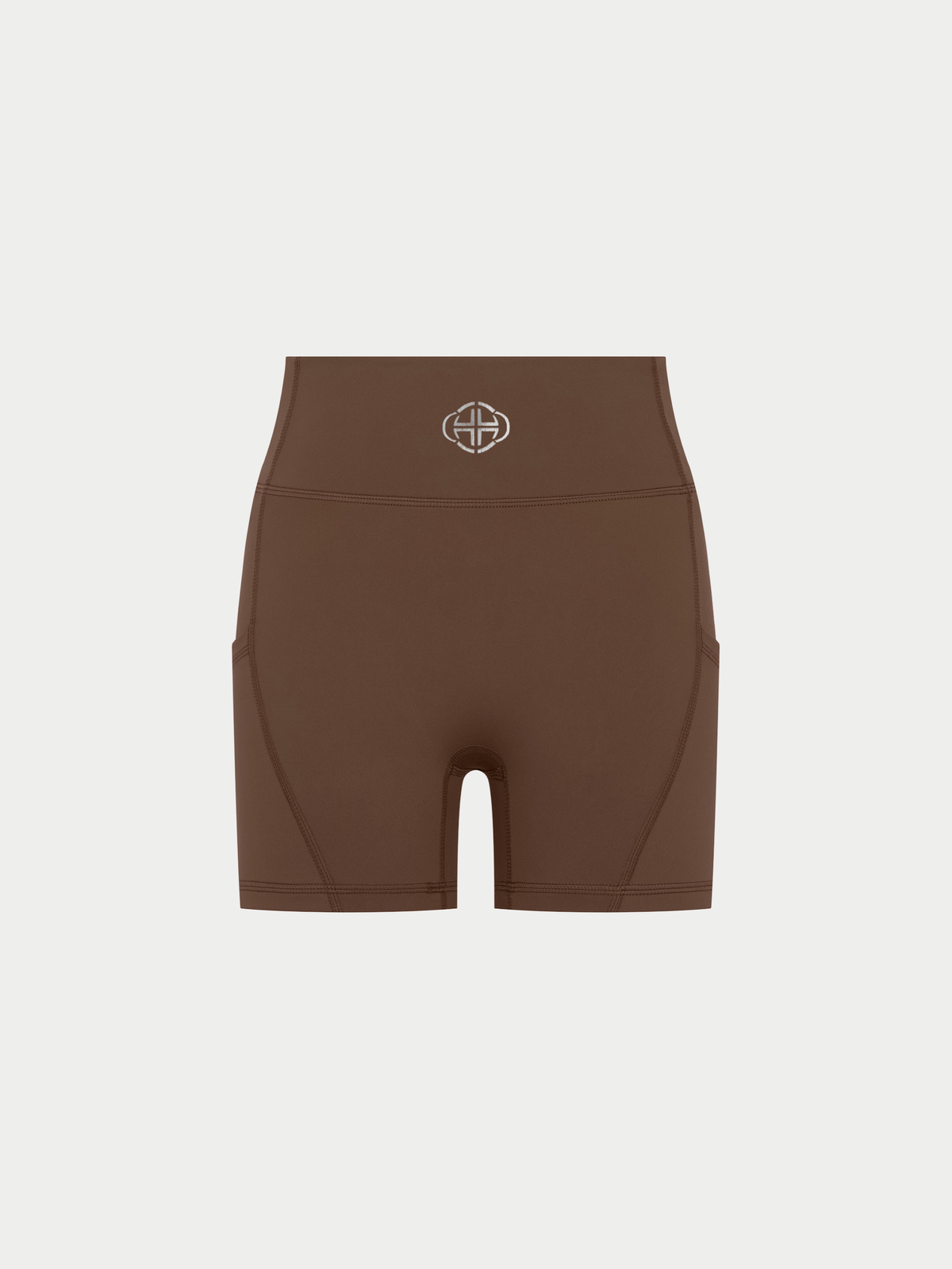 BROWN HIGH-WAISTED BIKER SHORTS