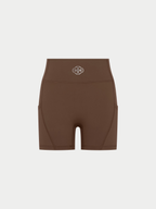 BROWN HIGH-WAISTED BIKER SHORTS