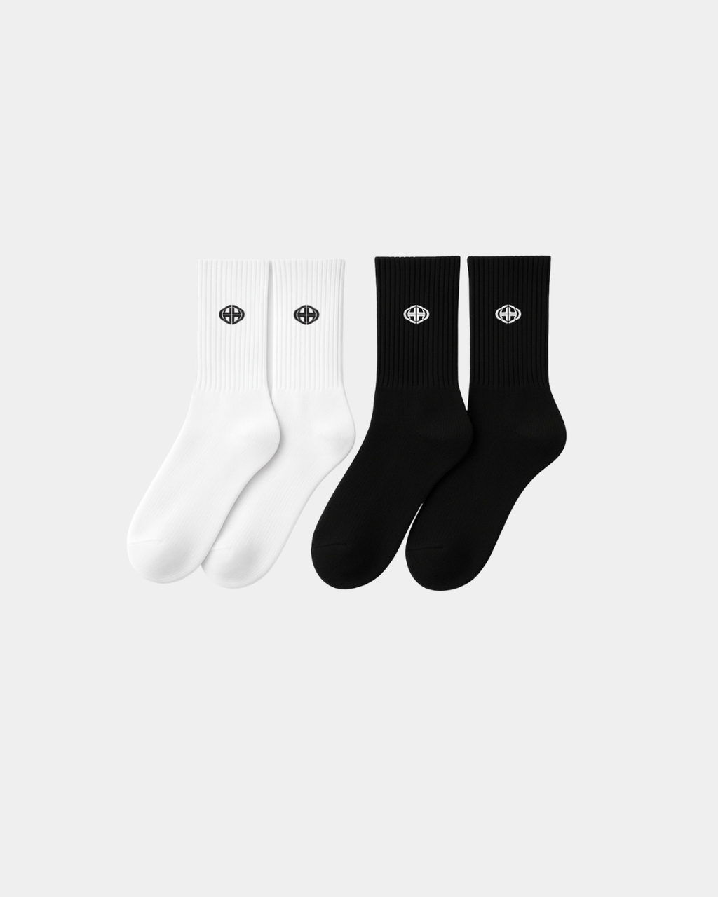4 PACK WHITE/BLACK HIGH SOCKS