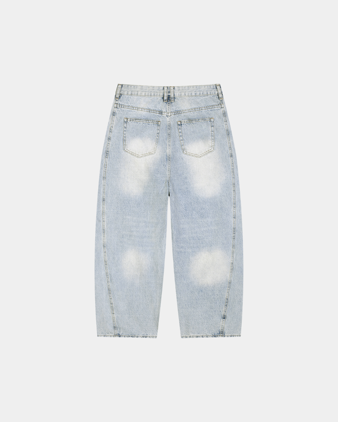 MEN'S LIGHT WASH SUNFADE BARREL LEG JEANS