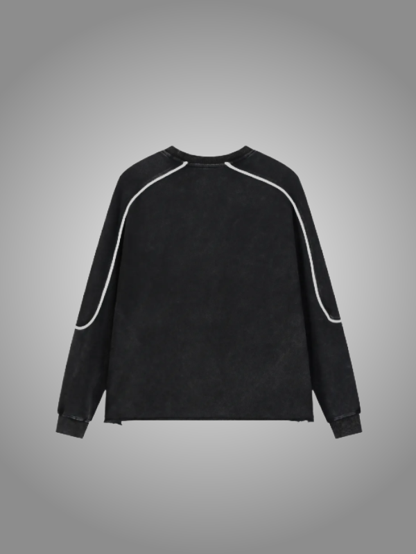 BLACK PIPED SWEATSHIRT