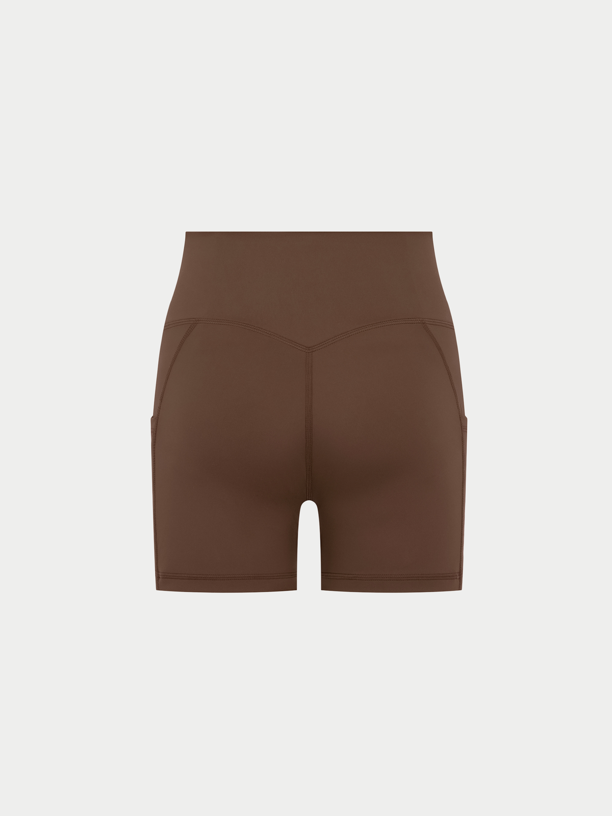 BROWN HIGH-WAISTED BIKER SHORTS