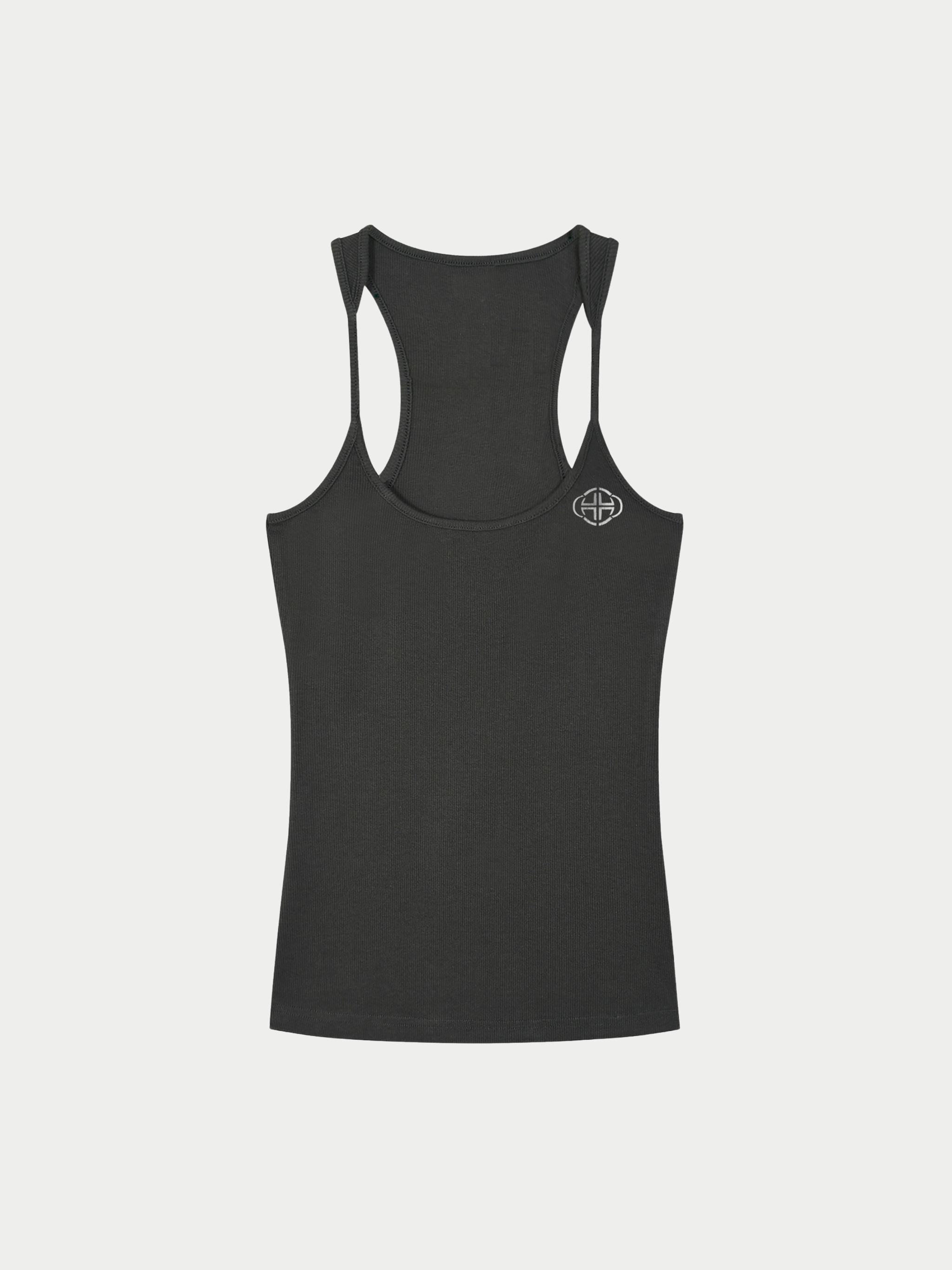 DARK GREY RIBBED RACERBACK TANK