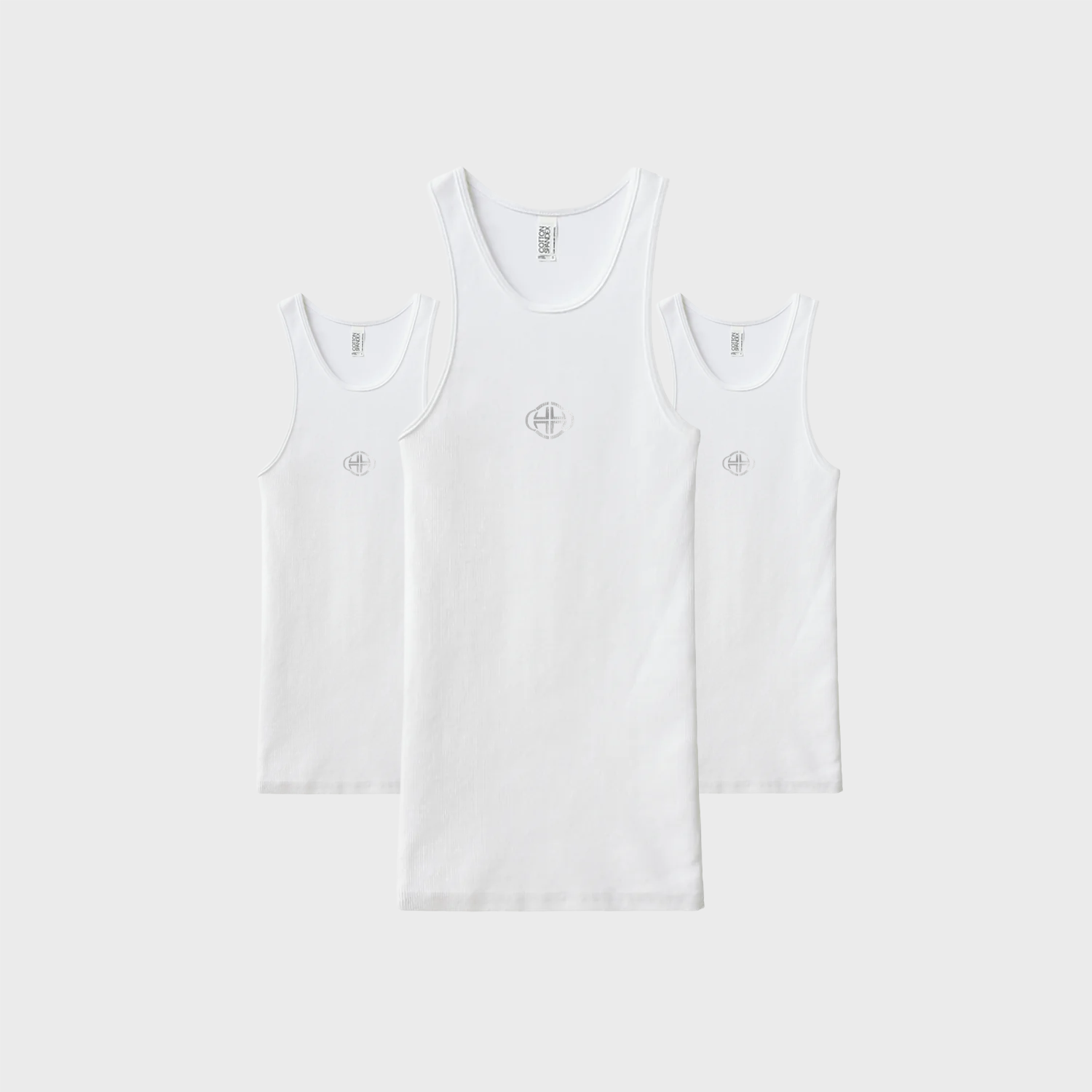 WHITE RIBBED LOGO TANK BUNDLE
