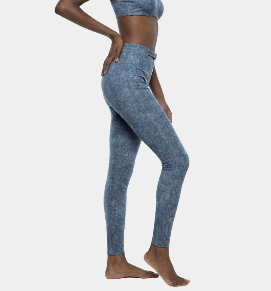 WOMEN'S LIGHT BLUE FAUX DENIM LEGGINGS