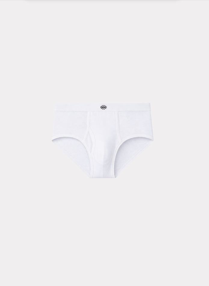 WHITE UNISEX RIB BRIEFS