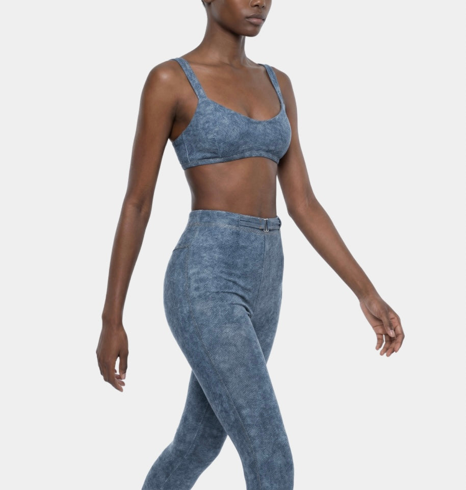 LIGHT BLUE DENIM SPORTS BRA