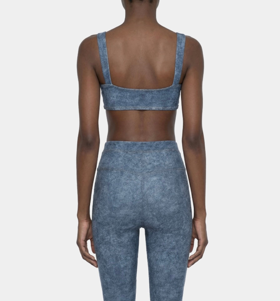 LIGHT BLUE DENIM SPORTS BRA