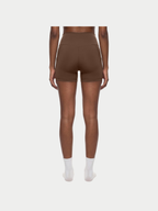 BROWN HIGH-WAISTED BIKER SHORTS