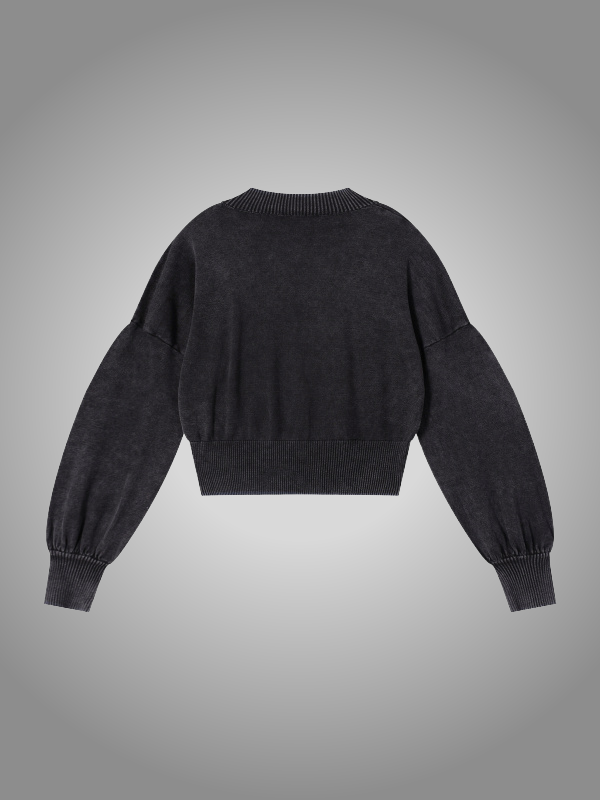 BLACK BALLOON CROPPED SWEATER