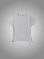 GREY DRAWSTRING T-SHIRT