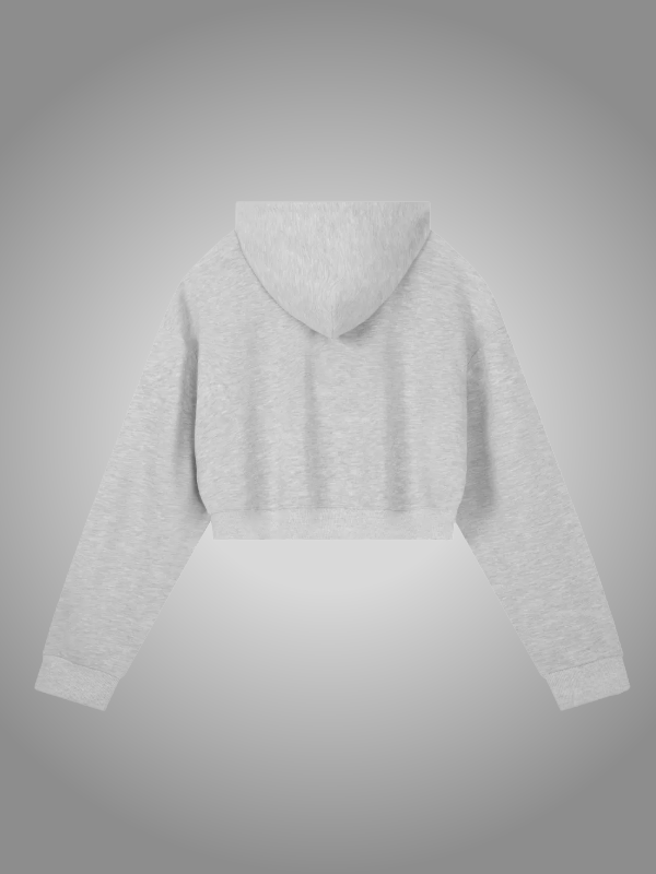 GREY CROPPED ZIP-UP HOODIE