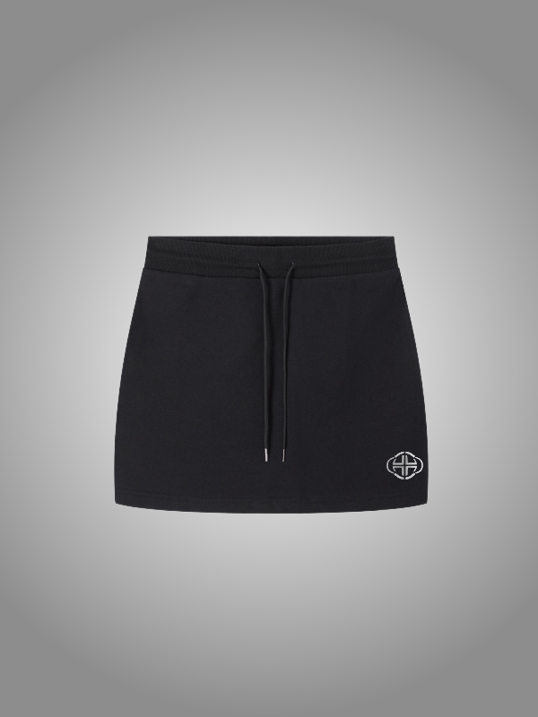 BLACK DRAWSTRING SKIRT