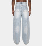 MEN'S LIGHT WASH SUNFADE BARREL LEG JEANS