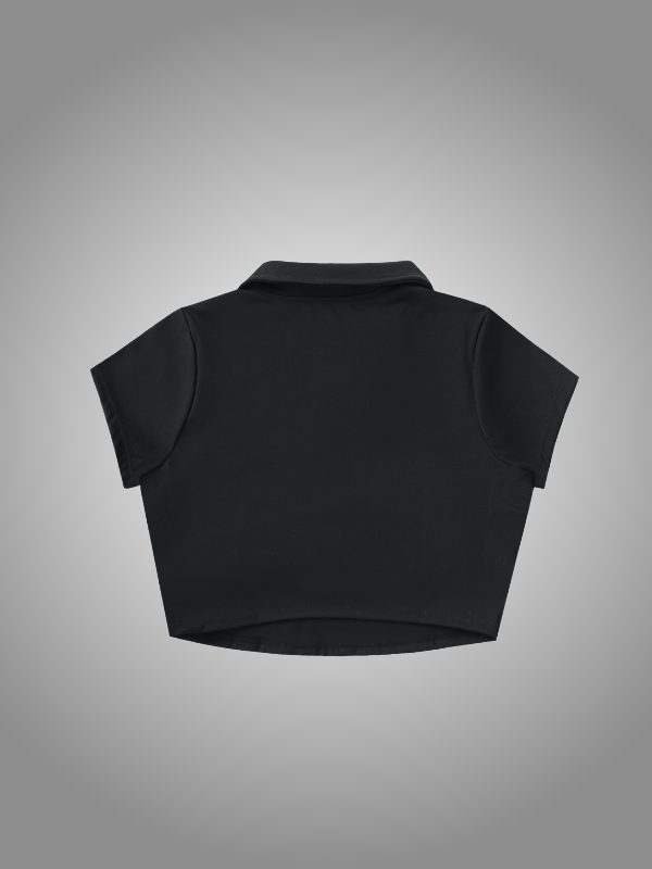 BLACK LAPEL CROP TOP