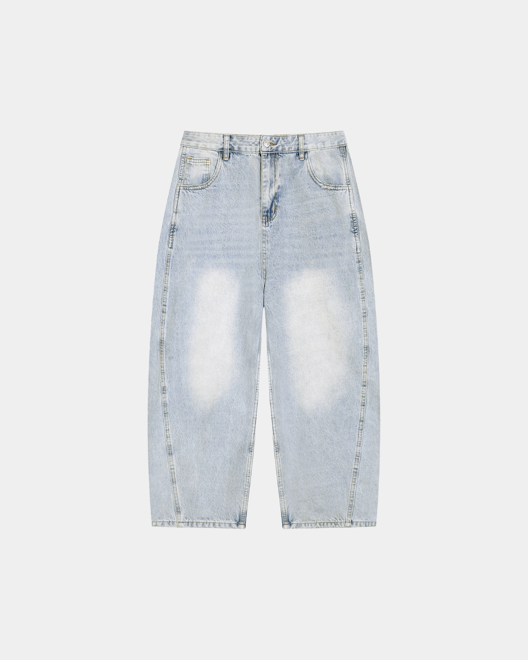 MEN'S LIGHT WASH SUNFADE BARREL LEG JEANS
