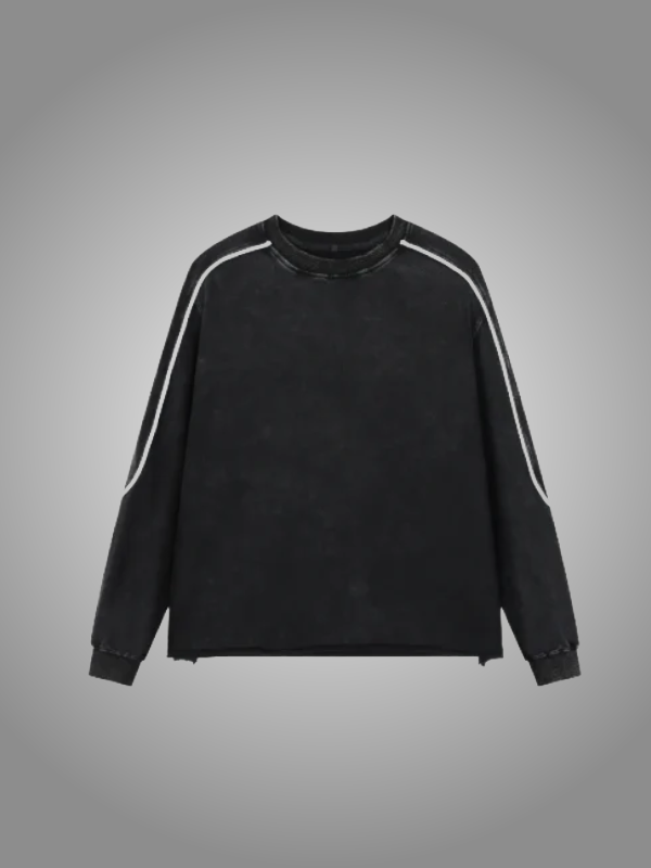 BLACK PIPED SWEATSHIRT
