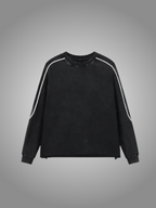 BLACK PIPED SWEATSHIRT