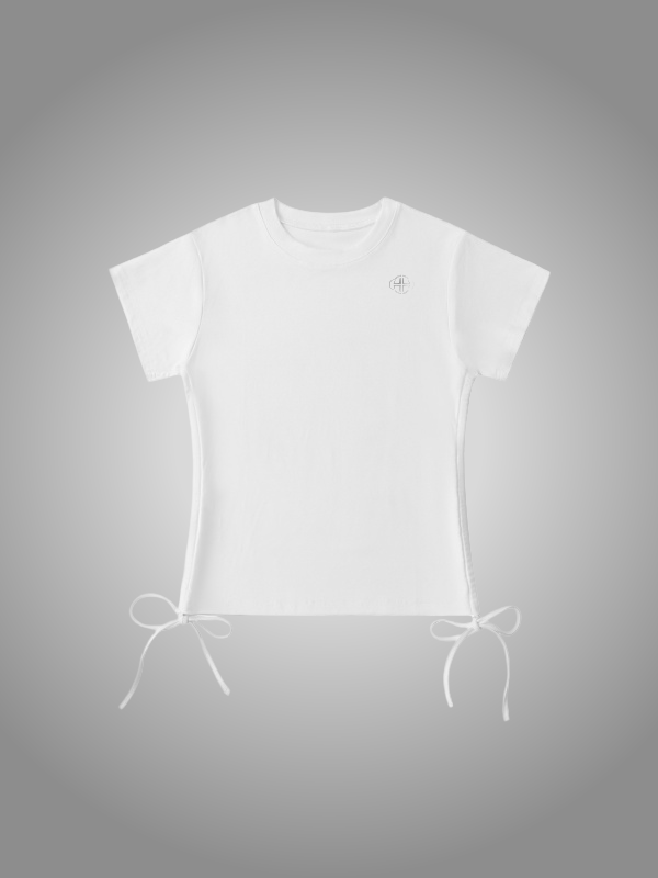 WHITE DRAWSTRING T-SHIRT