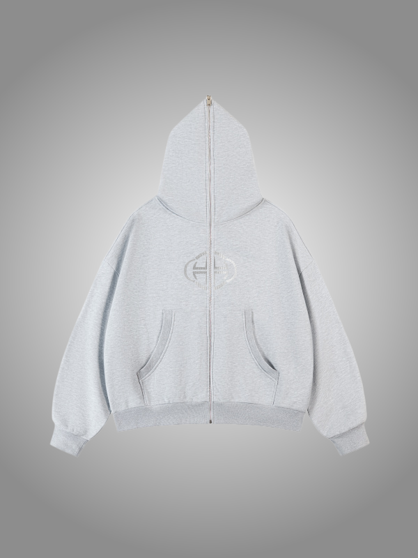 GREY FULL-ZIP HOODIE