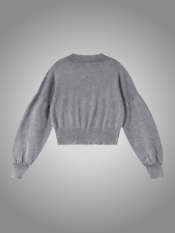 GREY BALLOON CROPPED SWEATER