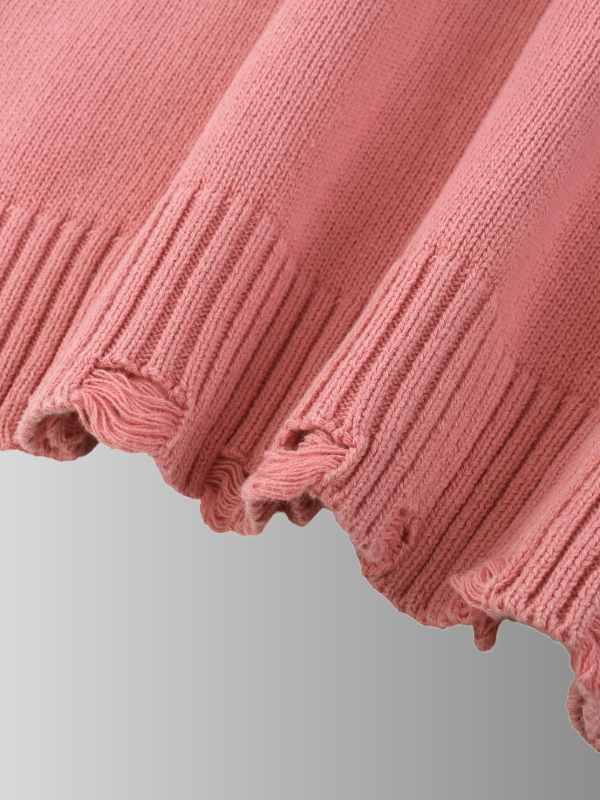 PINK FRAYED SWEATER
