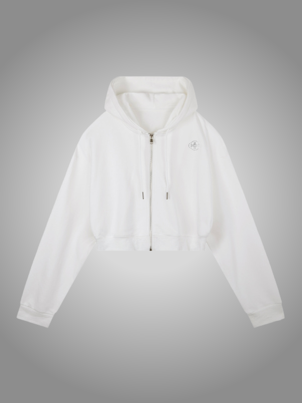 OFF-WHITE CROPPED ZIP-UP HOODIE