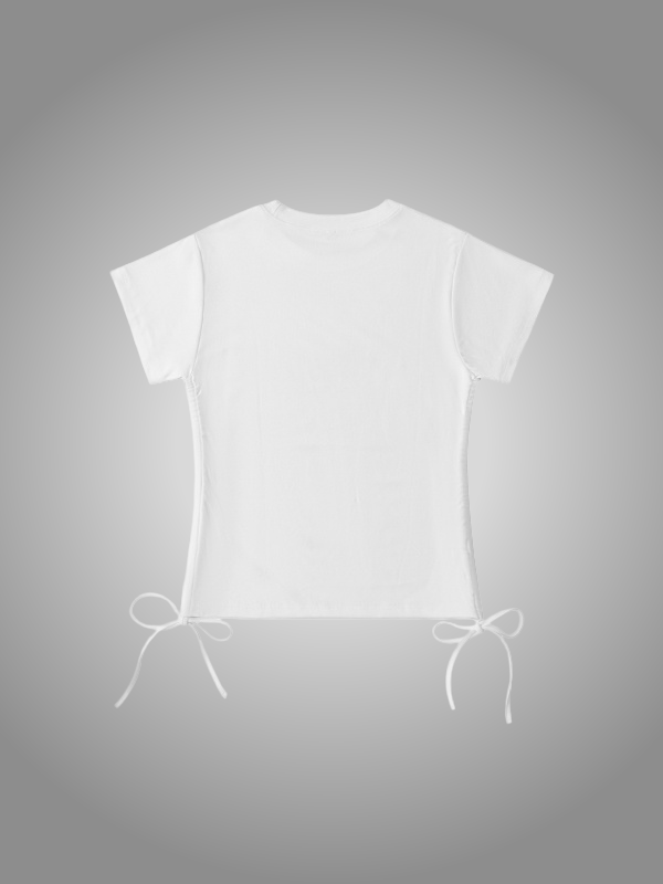 WHITE DRAWSTRING T-SHIRT