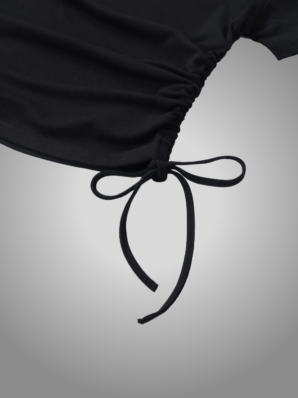 BLACK DRAWSTRING T-SHIRT