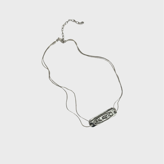 SILVER BRANDED NECKLACE