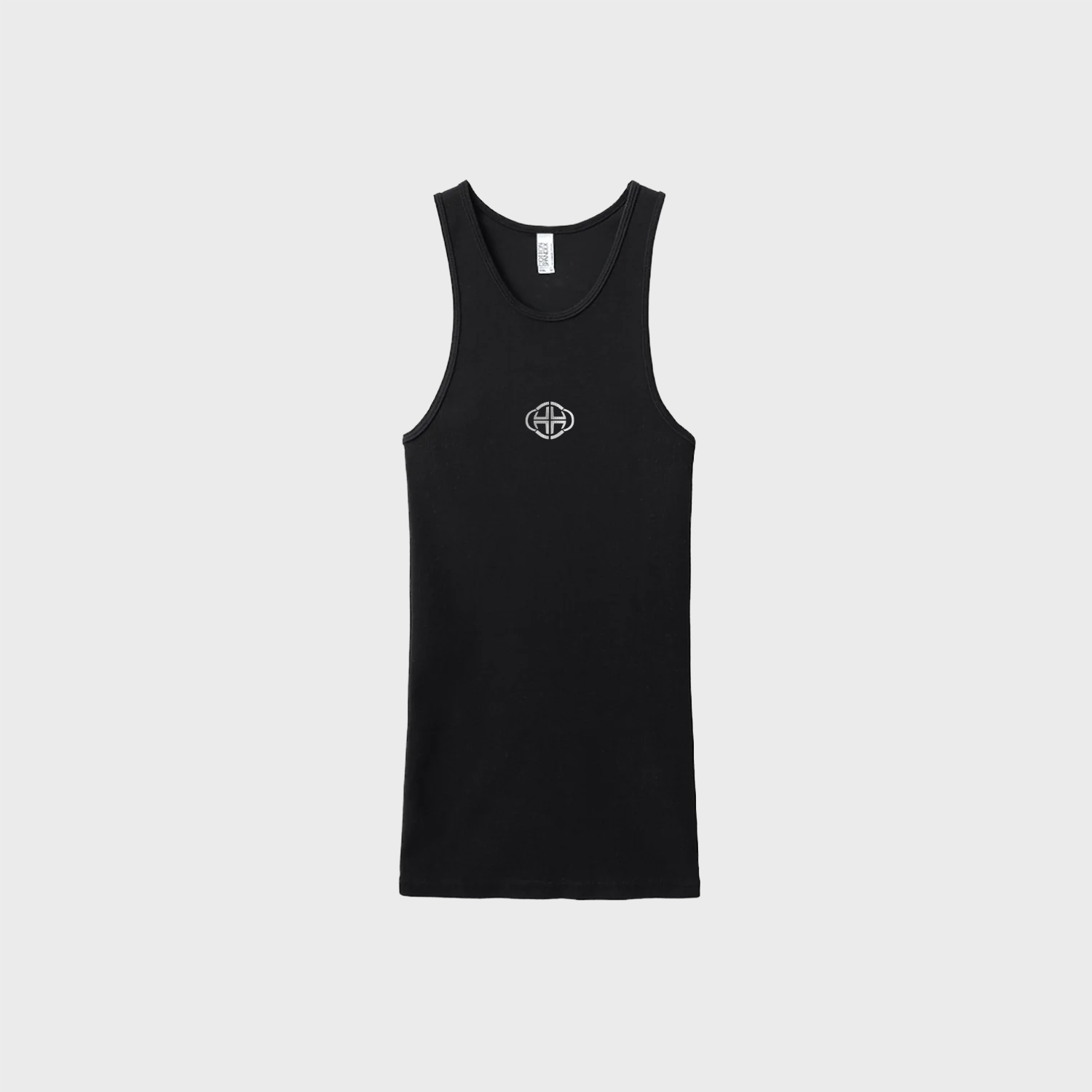 BLACK RIBBED LOGO TANK