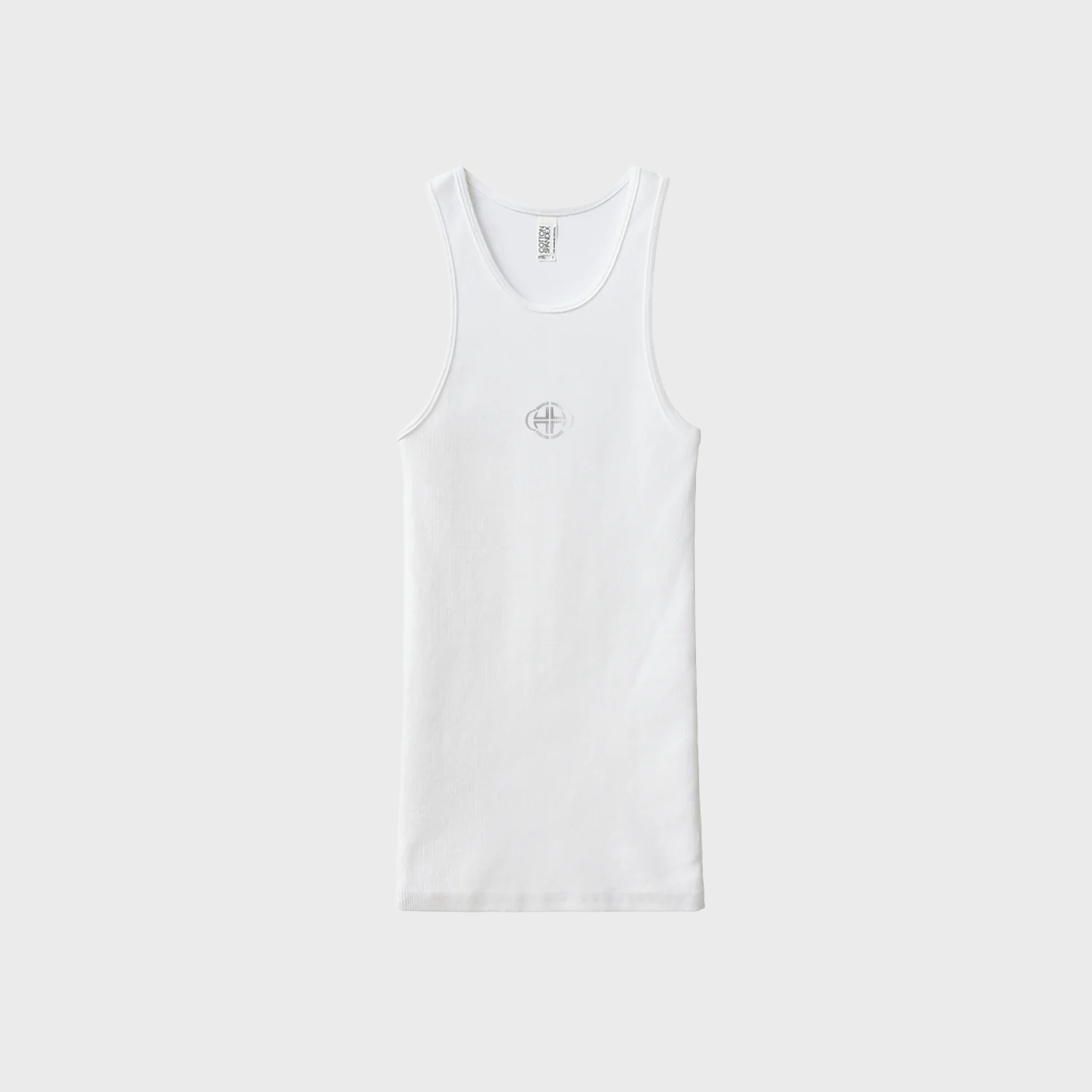 WHITE RIBBED LOGO TANK